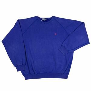 Polo Ralph Lauren Vintage 90s Royal Blue Pony Logo Crewneck Sweatshirt XL